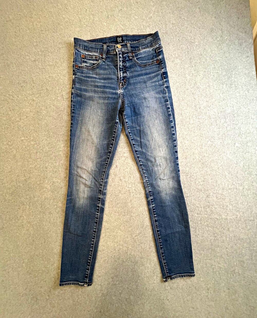 GAP Denim Women's Blue Medium Wash Skinny Jeans Mid Rise Stretch 5-Pocket Sz 4